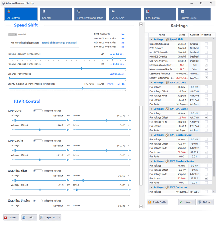 Quick CPU Advanced CPU Settings