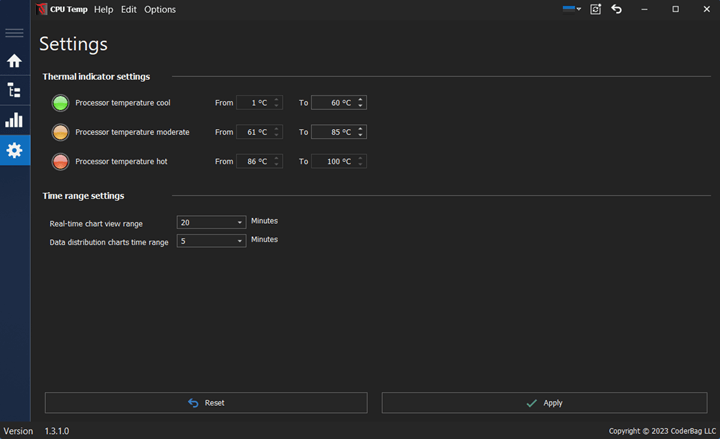 CPU Temp Monitor - Settings