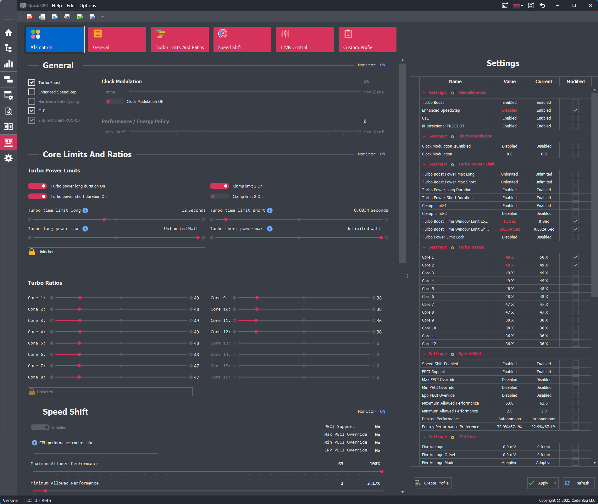 Quick CPU - Advanced CPU Settings