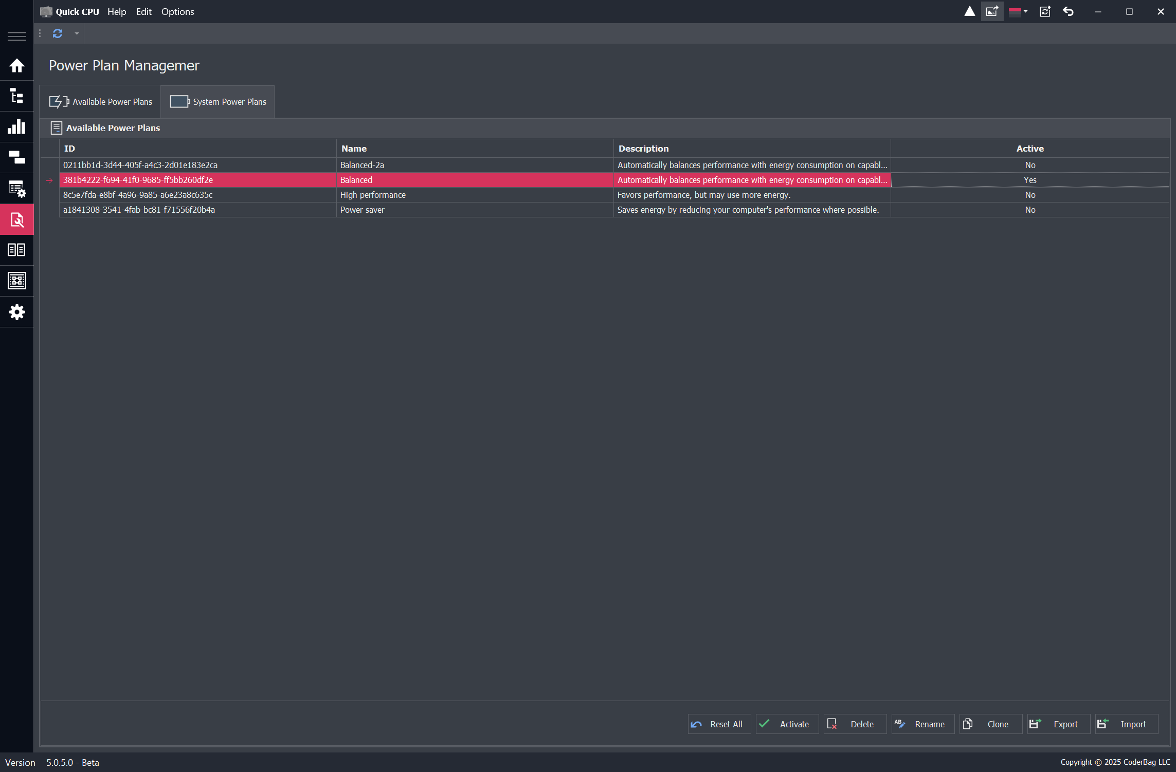 Quick CPU Power Plan Settings