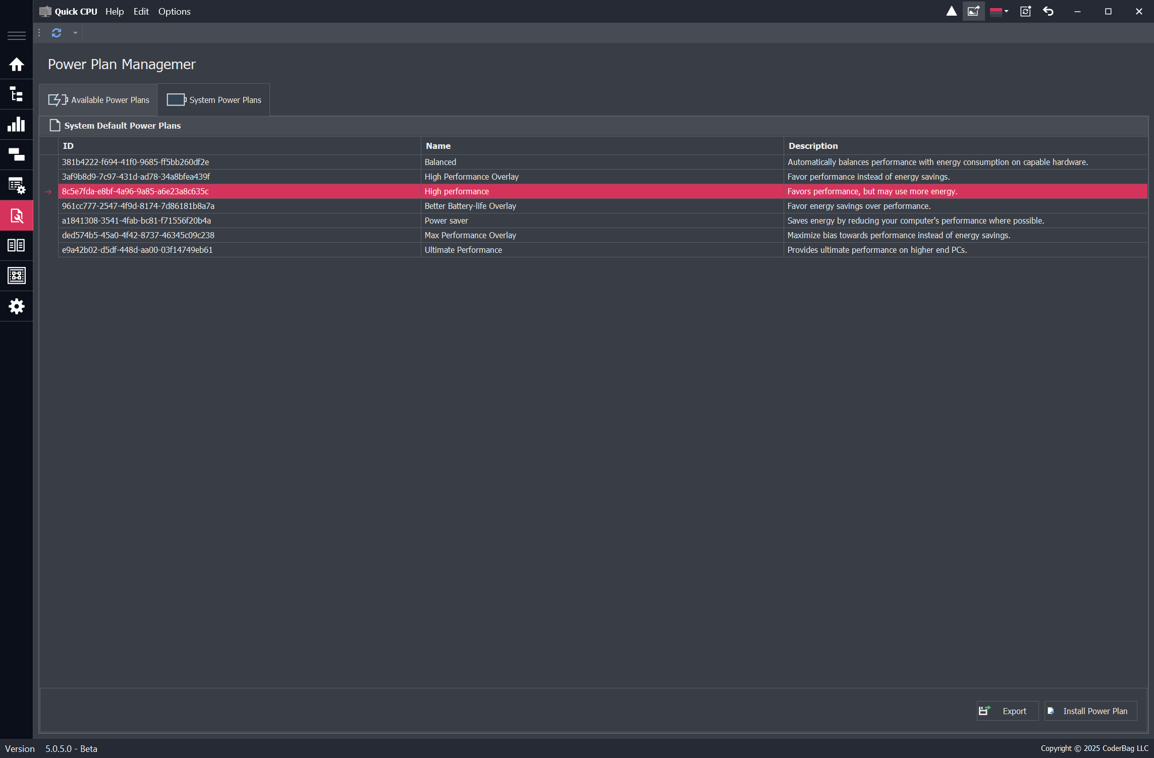 Quick CPU Power Plan Settings