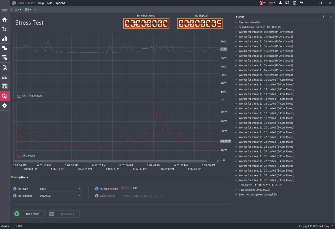Quick CPU Stress Test