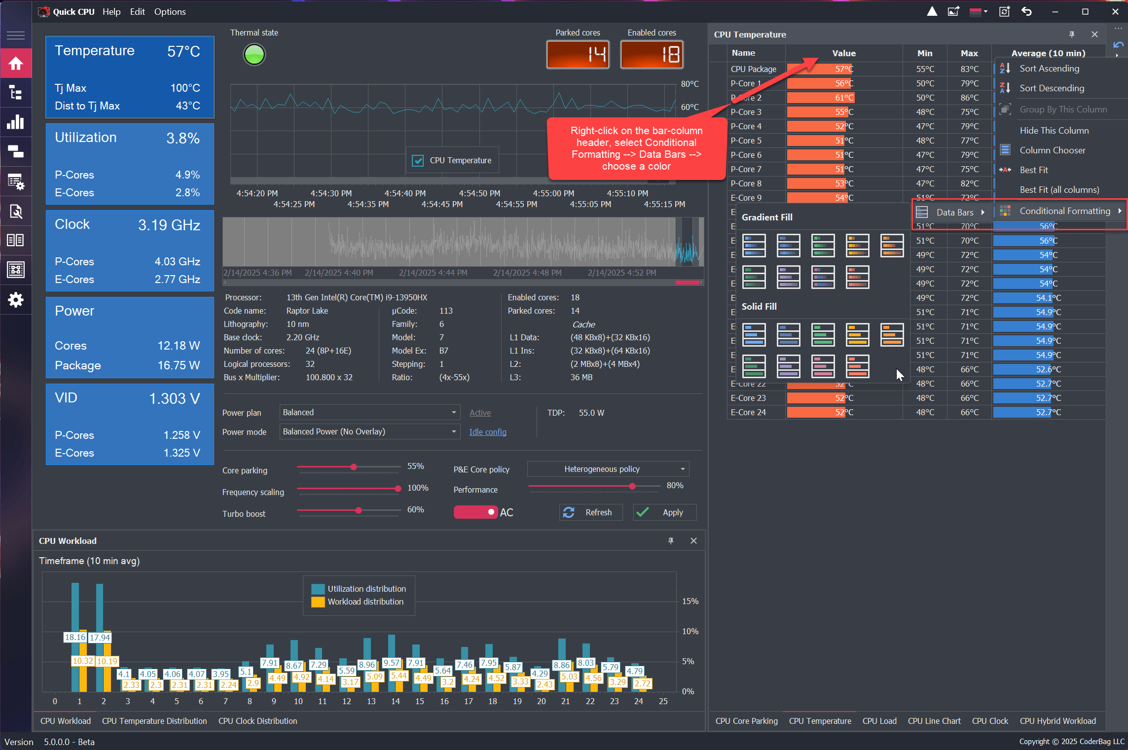 Quick CPU Color customization options